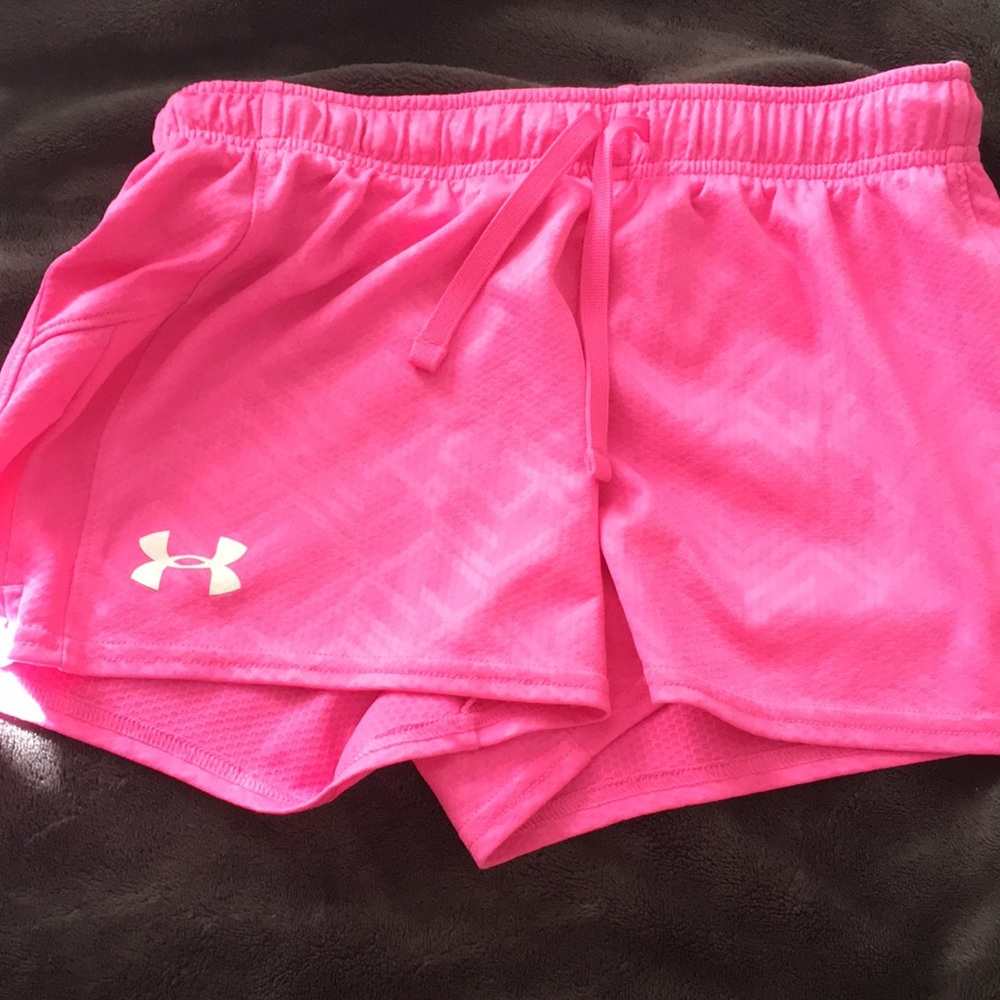 Girls pink Under Armour athletic shorts